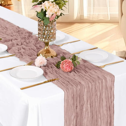 3 Pack Dusty Pink Cheesecloth Table Runner, 17 x 108 Inch, Gauze Cheese Cloth - Image 3