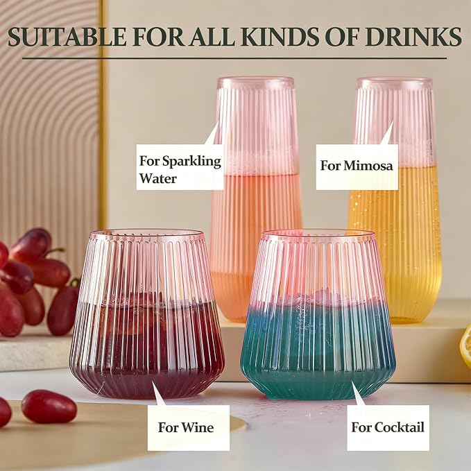Lueumxc 56 Pack Plastic Wine Glasses Disposable Ribbed Champagne Flutes - Image 6