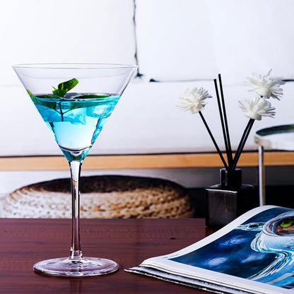 Handblown Crystal Martini Glasses Set of 4-9.5 oz Coupe Glass Set with Stem - Elegant Cocktail Glasses for Bar, Margarita, Cosmopolitan, Manhattan, Gimlet - Unique Gift for Mother’s Day