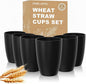 Wheat Straw Drinking Glasses Set of 6, Unbreakable 12 OZ Small Drinking Glasses by Perlapoc