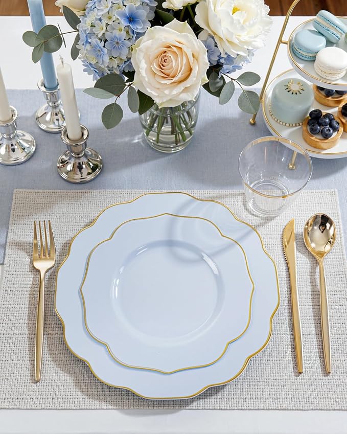 bUCLA 180PCS Blue Plastic Plates - Image 7