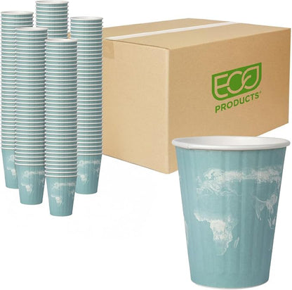 ECO PRODUCTS Compostable Disposable Insulated World Art 12oz Coffee Cups by Eco-Products