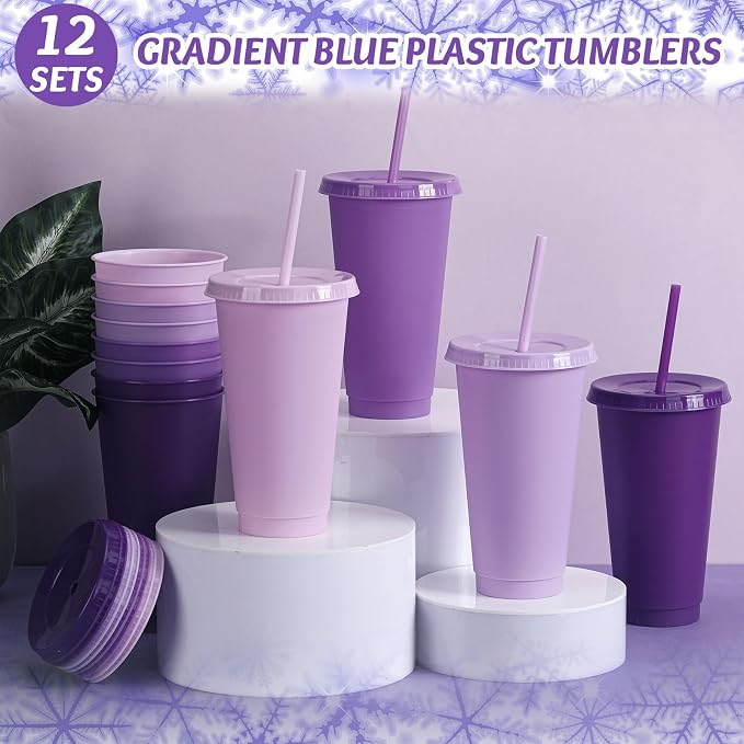 Skylety 12 Pcs Purple Plastic Cups - Image 4