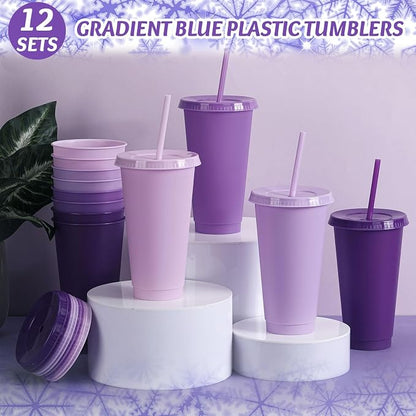 Skylety 24 Pcs Purple Plastic Cups - Image 4