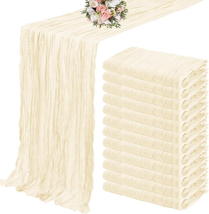 12 Pack Cheesecloth Table Runner 35 x 120 inch Long Boho Cheese Cloth Gauze by YMHPRIDE