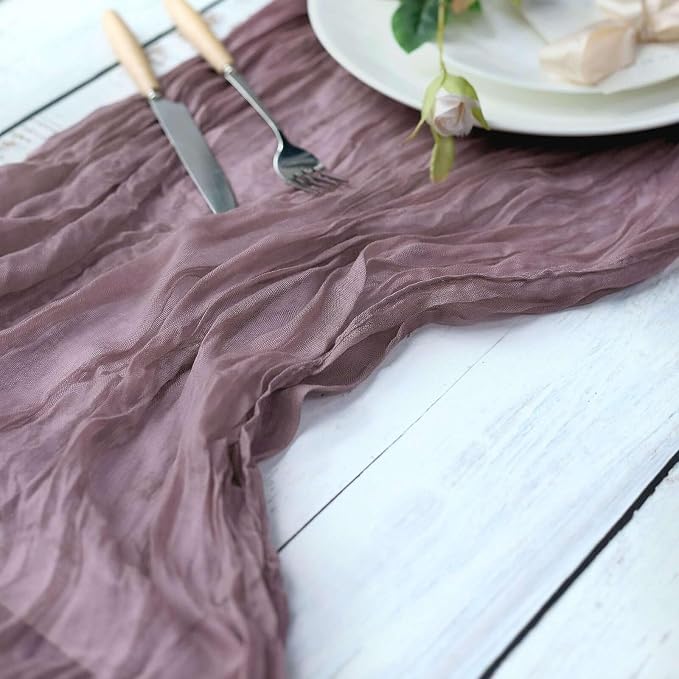 Efavormart 10ft Violet Amethyst Cheesecloth Table Runner - Image 8