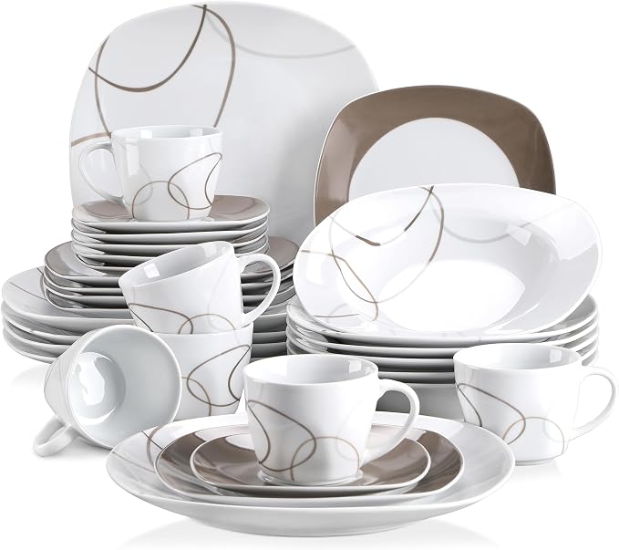 VEWEET 30 PCS Ceramic Dinnerware Sets by VEWEET