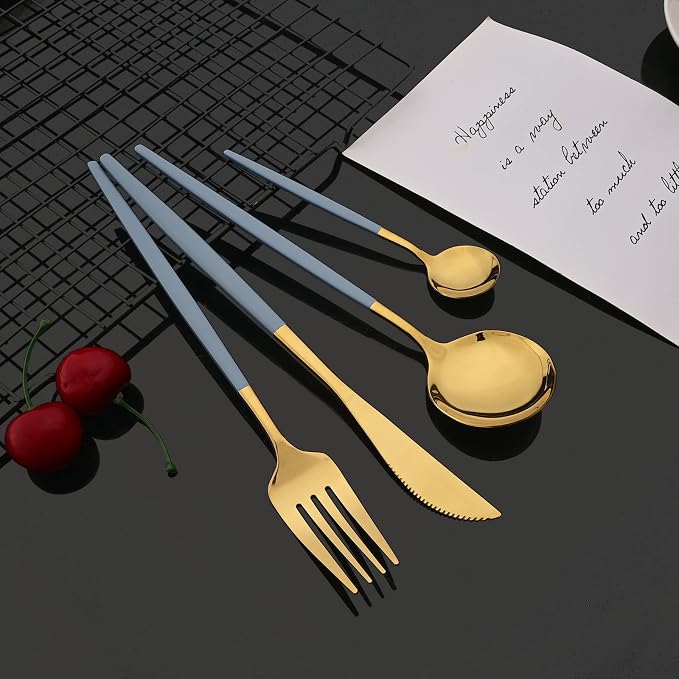 JASHII Flatware Set 24 Piece, Stainless Steel Silverware Set, Macaron Small - Image 3