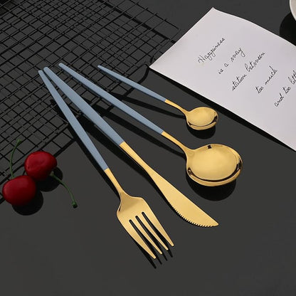 JASHII Flatware Set 24 Piece, Stainless Steel Silverware Set, Macaron Small - Image 3