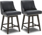 CHITA Counter Height Swivel Bar Stools Set of 2, FSC Certified Upholstered Counter Stools, Modern Swivel Barstools with Wood Legs for Kitchen Island, 26" Seat Height, Faux Leather in Black