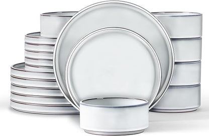 LIANYU 18 PCS Dinnerware Sets for 6, Stoneware Dinner Plates and Bowls Set | by LIANYU