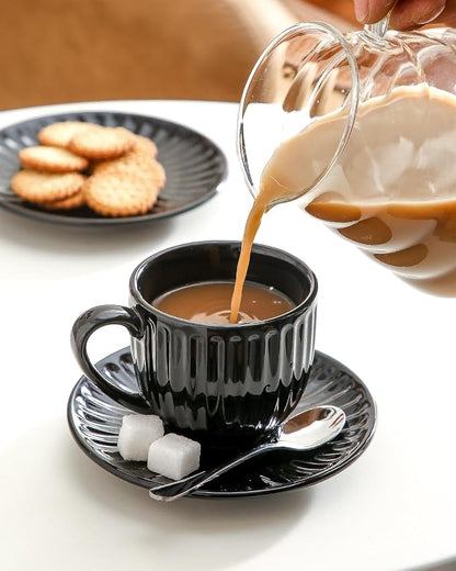 Hasense Ceramic Cappuccino Cups and Saucers - 8 Oz - Image 6
