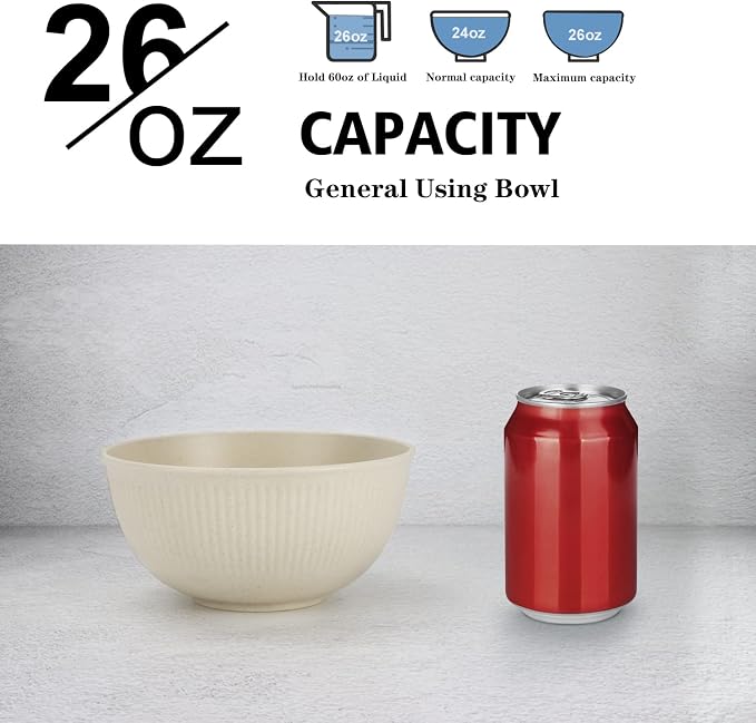 Wheat Straw Cereal Bowls Set, Soup Bowls Microwave Safe - Image 3