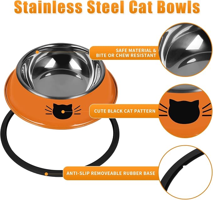 Serentive 2 Pcs Non-Slip Stainless Steel Small Cat Food Bowls - Image 3