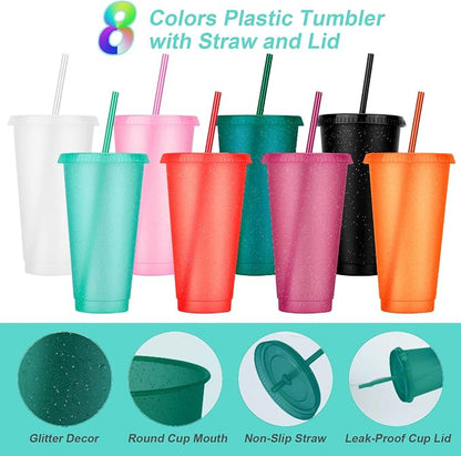 24 Pack Plastic Tumblers with Lids and Straw, Reusable Cups with Lids and - Image 3