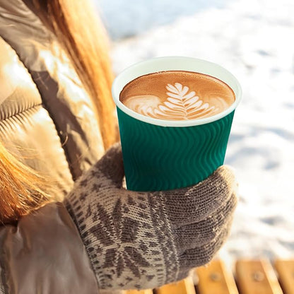 MUCHII 16 oz Paper Coffee Cups, Insulated Ripple Paper Cups, Hot Coffee Tea - Image 7