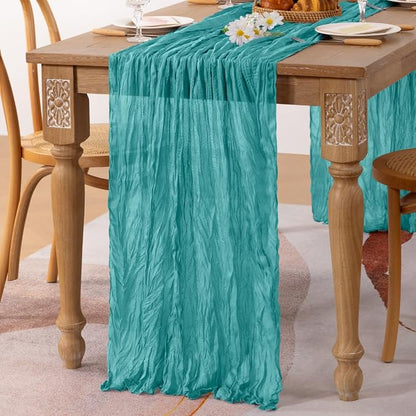 6 Pack Teal Green Cheesecloth Table Runner 10ft Rustic Summer Decor | - Image 3