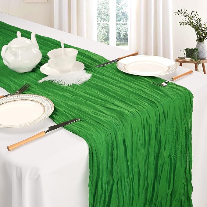 6 Pack Green Cheesecloth Table Runner 35 x 120 Inch | Boho Gauze Cheese Cloth - Image 3