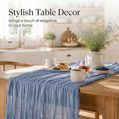10 Pack Dusty Blue Table Runner 10FT Gauze Cheesecloth Table Runner | 21x120 - Image 6