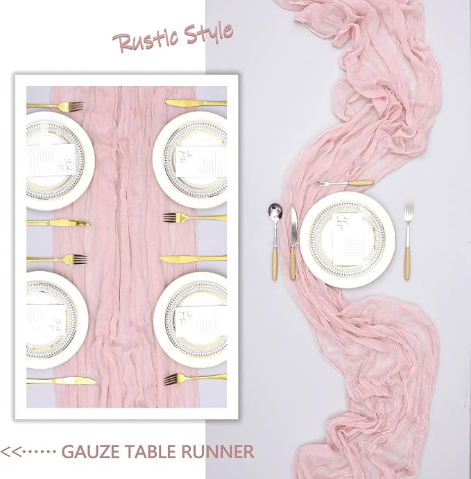 6 Pack Dusty Pink Table Runner Cheesecloth 10Ft Gauze Cheese Cloth Table Runner - Image 6