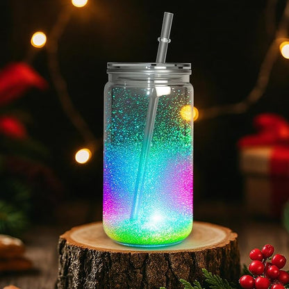 8 PCS Plastic Snow Globe Tumbler, 16Oz Pre-Drilled Double Wall Snowglobe Cup | - Image 6