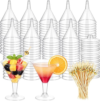 50 Pack Plastic Martini Glasses, 7 oz Disposable Clear Cocktail Cups by Budiwati