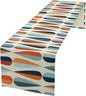 Mid Century Modern Table Runner Retro Blue Orange Grey Water Droplets Geometric by Yearn+Jear