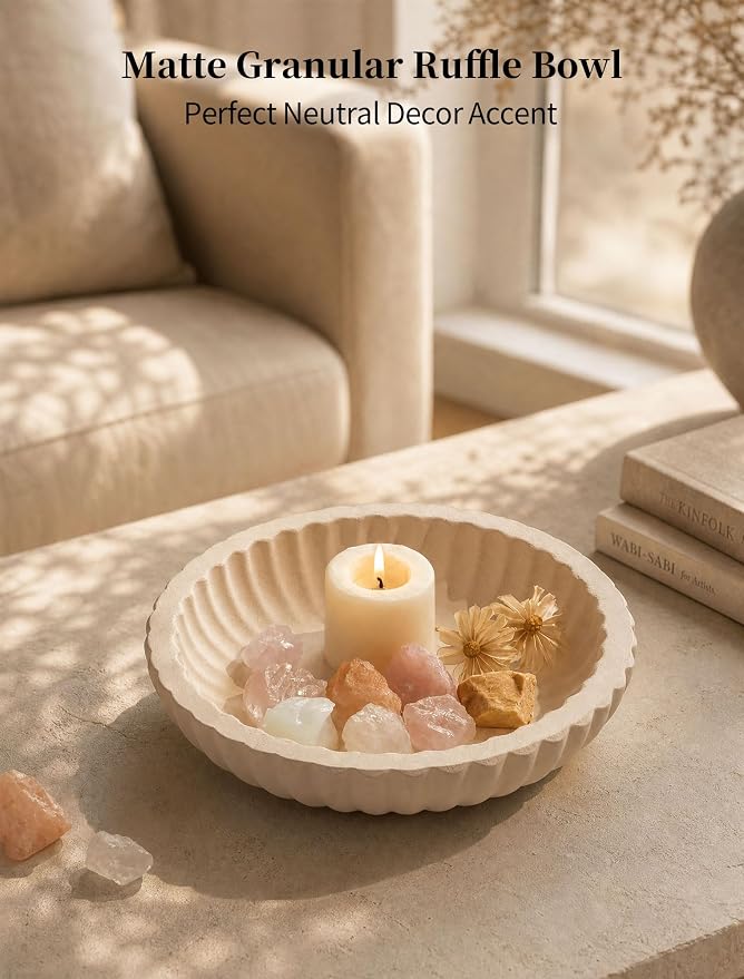 Hanobe Modern Decorative Key Bowl, 10-inch Fluted Design Coffee Table Decor | - Image 5