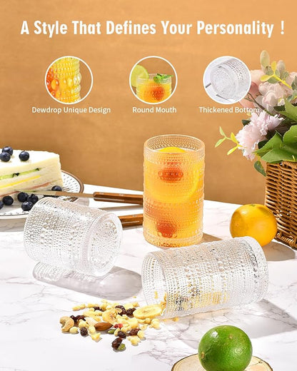 ISMASOAN Vintage Hobnail Drinking Glasses Set of 8, 14oz &12oz Cocktail Cup | - Image 3