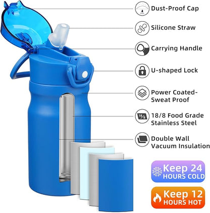 BJPKPK 14 oz Insulated Water Bottle, Stainless Steel Flask | Leak Proof Locking - Image 2