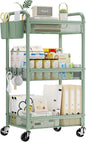 3 Tier Metal Rolling Cart, Art Workspace, Bedside Storage by YASONIC