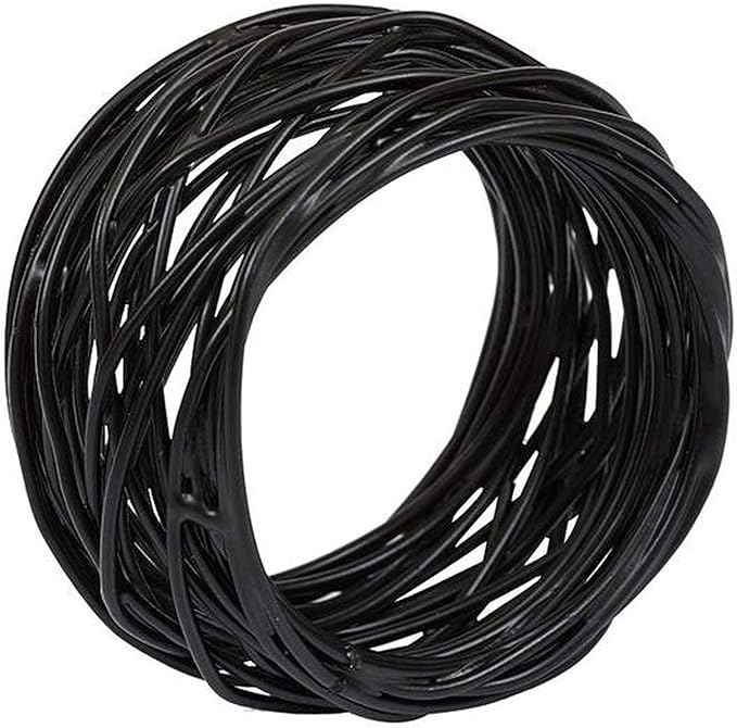 ITOS365 Handmade Round Mesh Black Napkin Rings Holder - Image 2