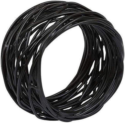 ITOS365 Handmade Round Mesh Black Napkin Rings Holder - Image 2