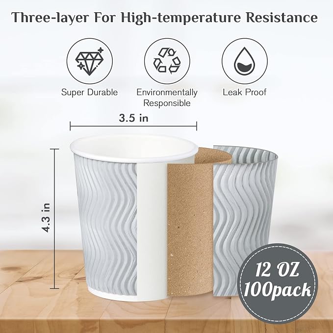 MUCHII 12 oz Coffee Cups, Paper Cups - Image 6