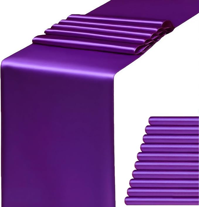 Pack of 10 Satin Purple Table Runners 12 x 108 Inches by WENSINL