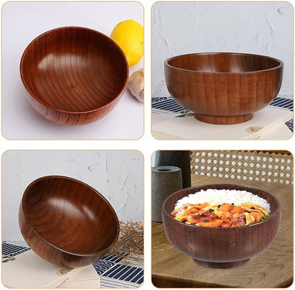 Large 16cm Wooden Salad Bowl Heat-resistant Wood Serving Bowl for Kitchen and Dining Multipurpose Food for Salad Fruit and Bread Sturdy Smooth Finish