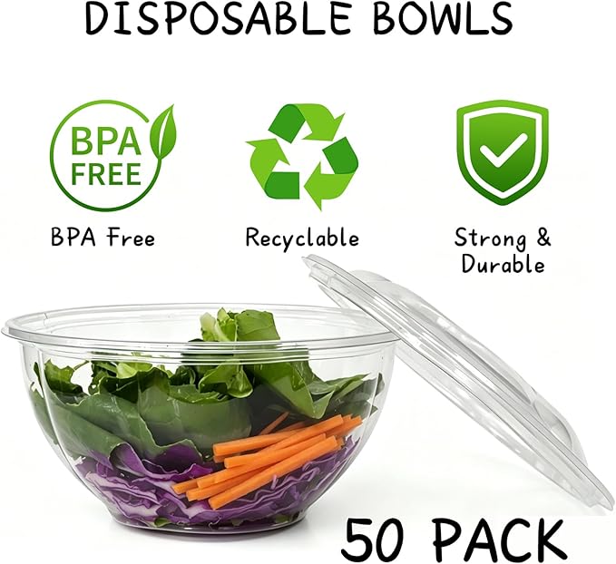 50PCS 32oz Disposable Salad Bowls - Image 3
