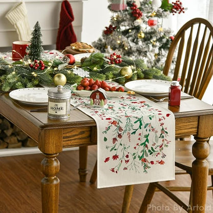 Artoid Mode Floral Leaves Christmas Table Runner, Wild Flowers and Grasses - Image 2
