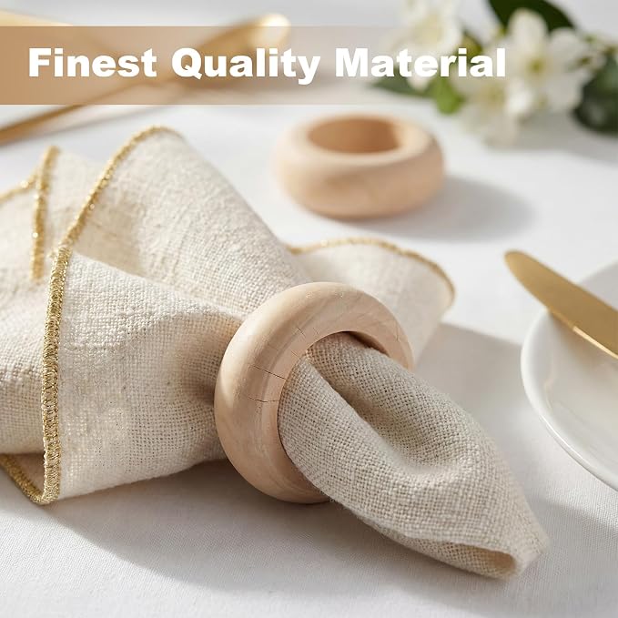 24 Pcs Wooden Napkin Rings Unfinished Wood Table Napkin Holders Farmhouse - Image 4