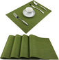 Vinyl Placemats,Washable Table Mats Easy to Clean Woven Placemats for Dining Table Set of 4 (Sage Green)