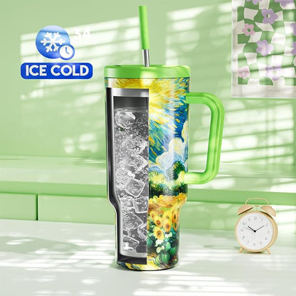 Meoky 40 oz Tumbler with Handle and Straw: Stainless Steel Insulated Tumbler - Image 2