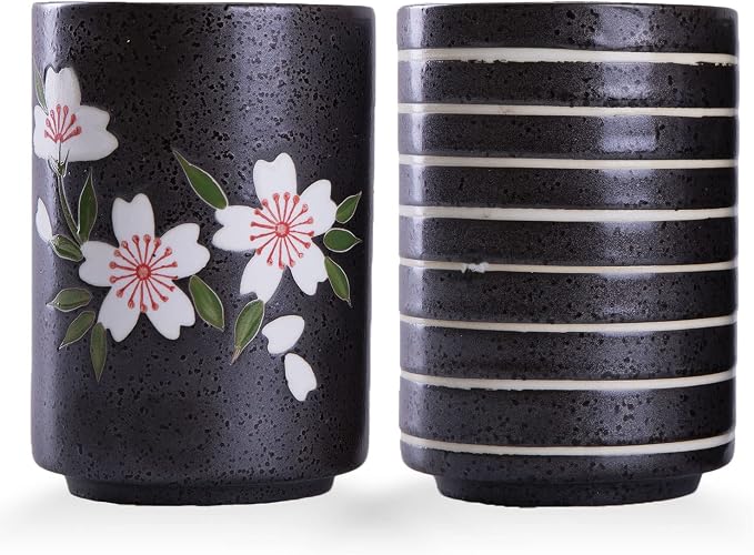 WHJY 10oz Transitional Chinese/Japanese style Handle-less Ceramic Tea cups by WHJY