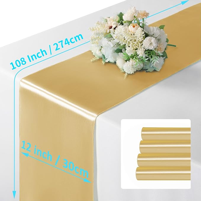 Manyshofu Yellow Gold Satin Table Runner 12x108 - Image 4