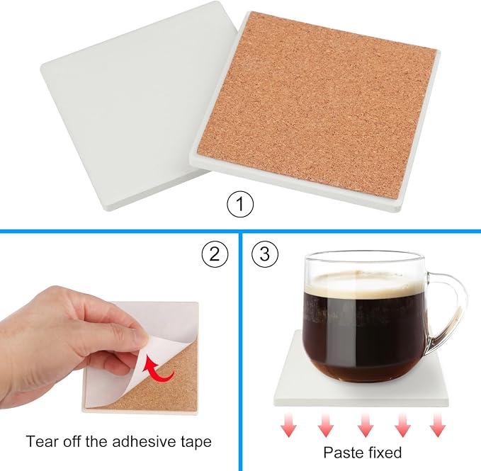 50 Pieces 4 Inch Blank Ceramic Coasters, Unglazed Ceramic Tiles Coasters - Image 3
