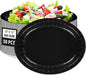 50Pcs Black Oval Paper Plates Decorations 10" x 12" Large Heavy Duty Disposable Black Paper Platters Birthday Party Decorations for BBQ Easter New Year Holiday Lunch Dinner Party Supplies Table Deco