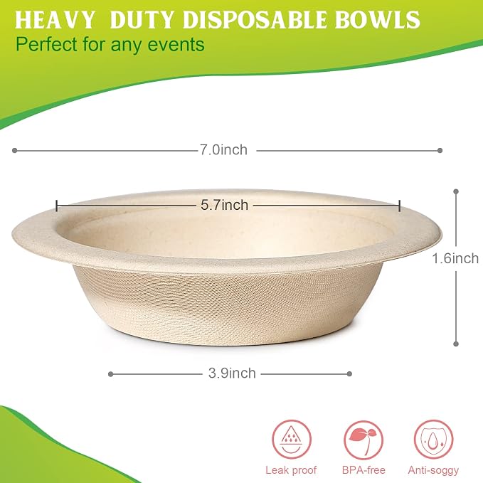 greensight 16oz Paper Bowls Bulk 200 Pack Disposable Heavy Duty Compostable | - Image 6