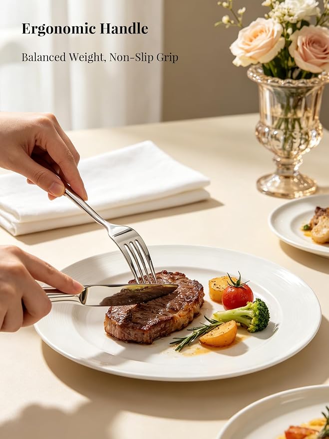 Modern Silverware Set for 4 Premium 20 Piece Flatware Set 18/10 Stainless - Image 7