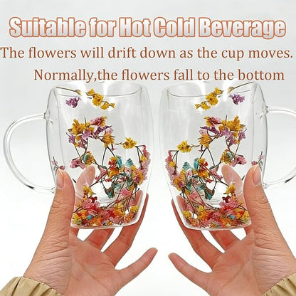 Viovian 13oz Double Wall Glass Coffee Mugs Set of 2 Insulated Glass Coffee Cups - Image 2