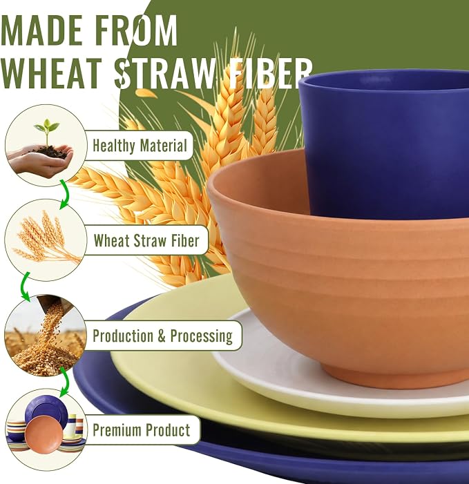 Wheat Straw Dinnerware Sets 40 PCS - Image 9