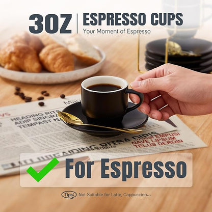 Lareina 3-Ounce Espresso Cups Set of 4, Small Stackable Coffee Cups - Image 2